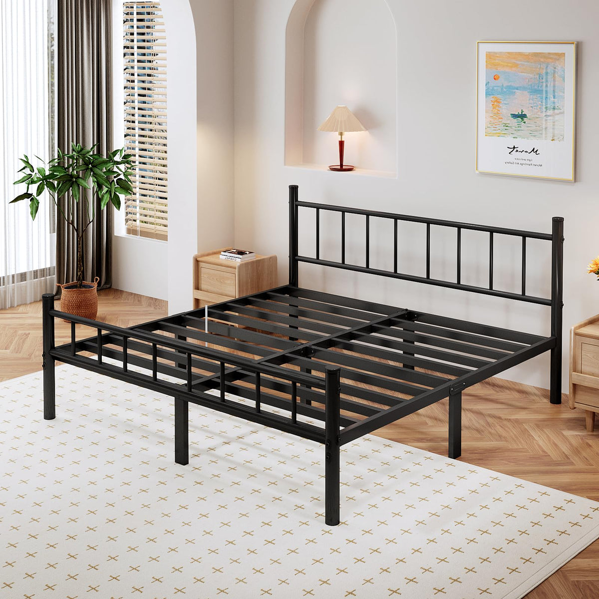 Full Metal Bed Frame with Headboard and Footboard Y69149