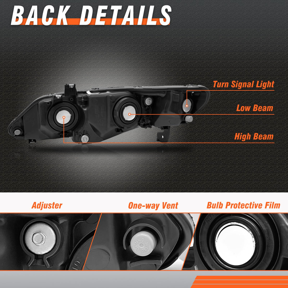2006-2011 Honda Civic 4 Door Black Headlights Pair M54150