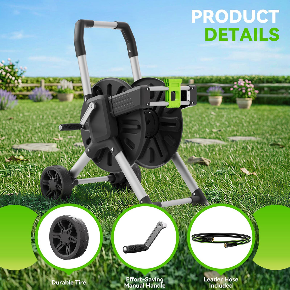 Garden Hose Reel Cart with Wheels S9302