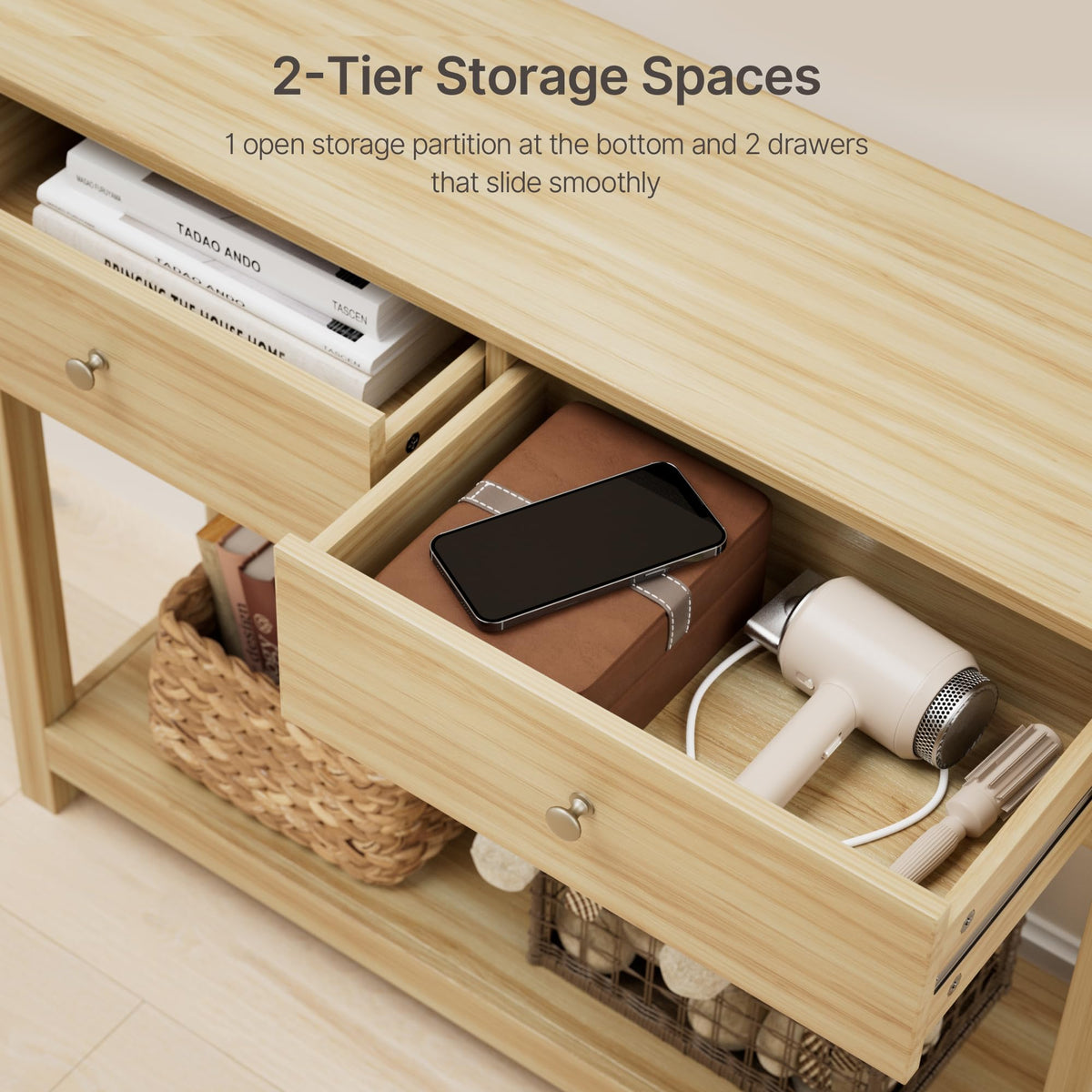 2 Drawer Oak Console Table O7974