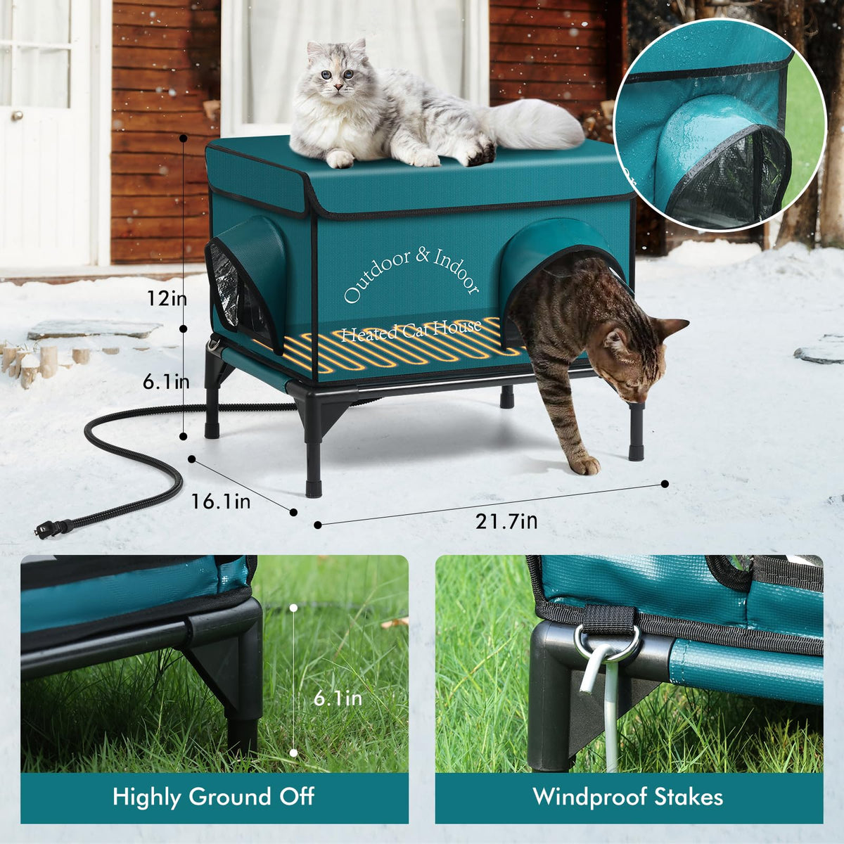 Insulated Heated Cat House with Heating Pad I710