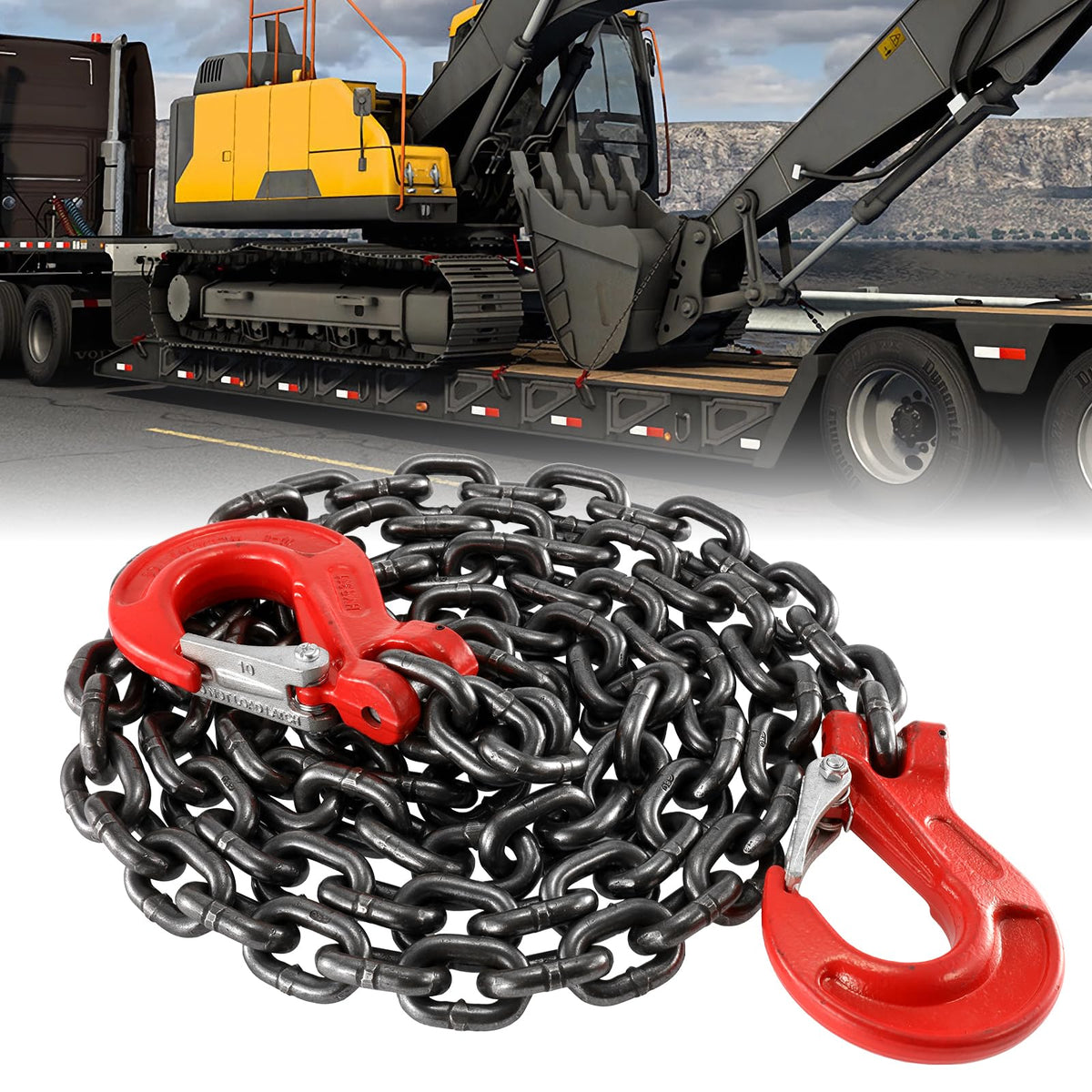 3/8 Inch 10Ft Tow Chain with Double Slip Hooks A76626
