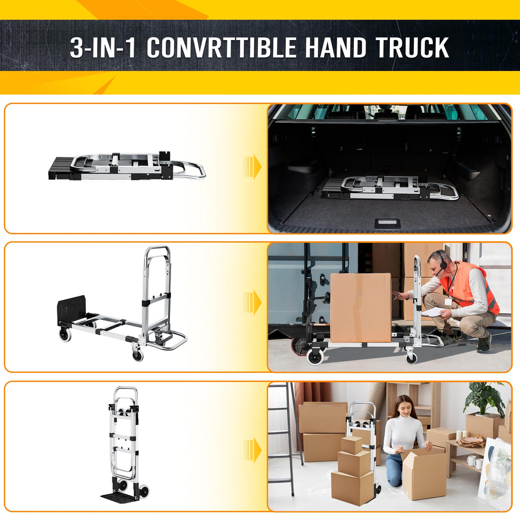 600lbs 3 in 1 Folding Hand Truck Dolly J2693