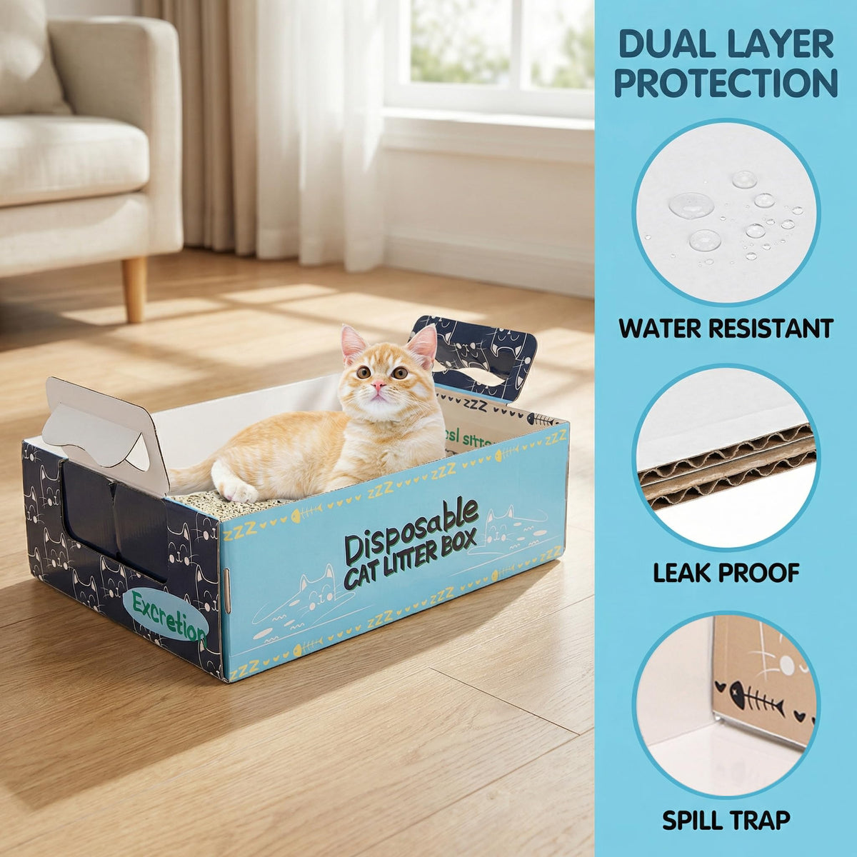 8 Pcs Disposable Cat Litter Box with Scoops P468