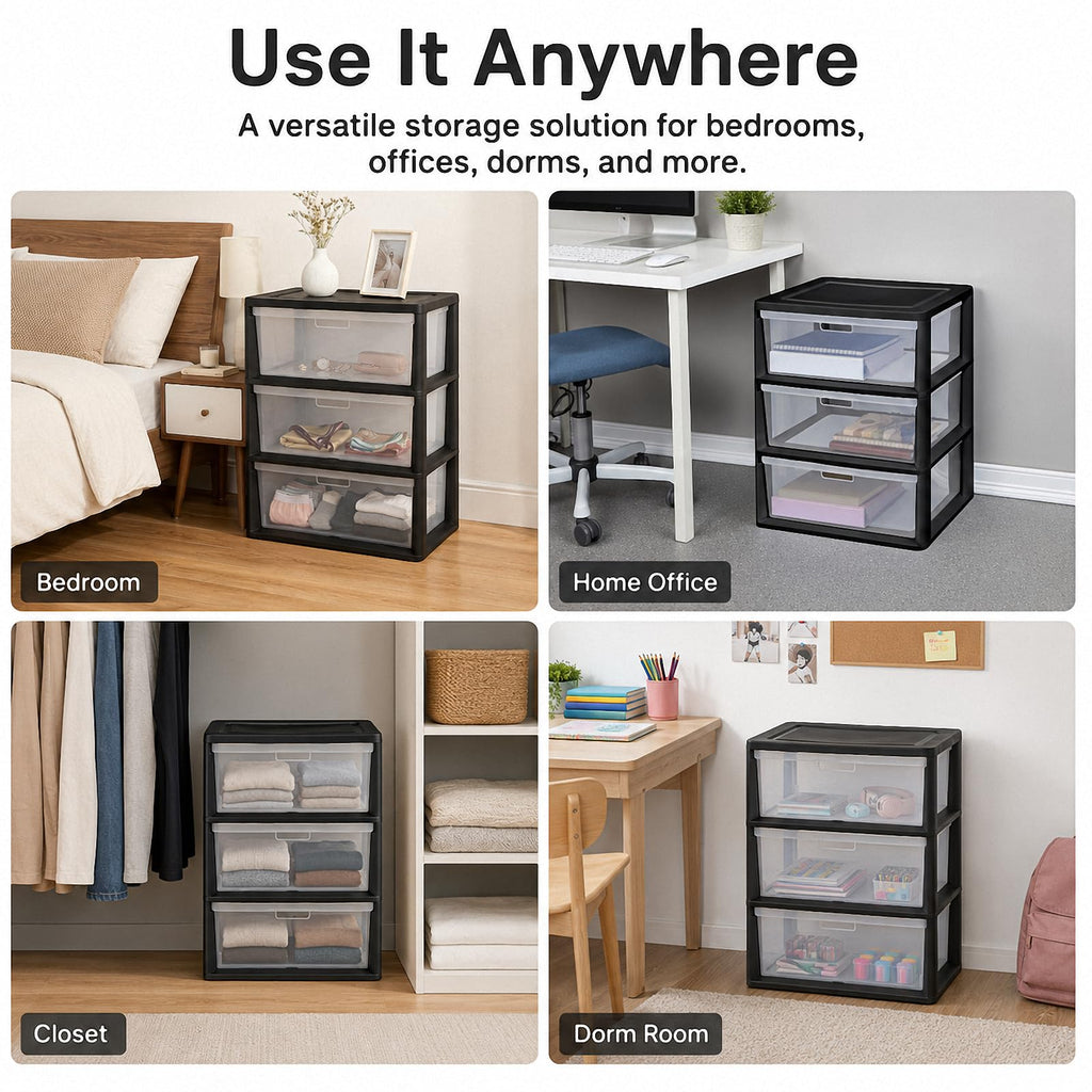 3 Drawer Plastic Storage Cart D9457