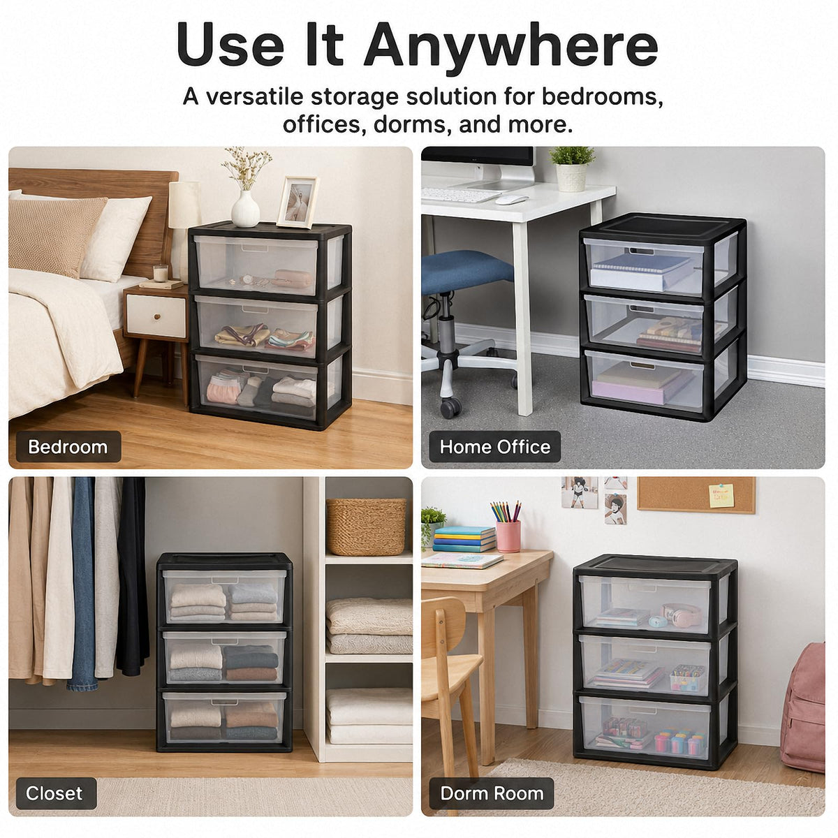 3 Drawer Plastic Storage Cart D9457