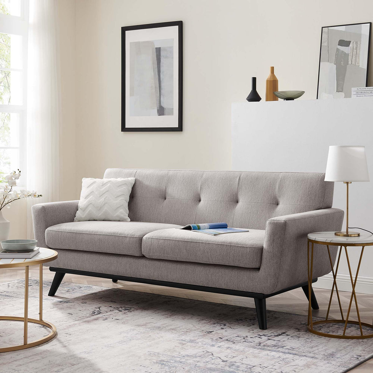 78 Inch Light Upholstered Loveseat C5159