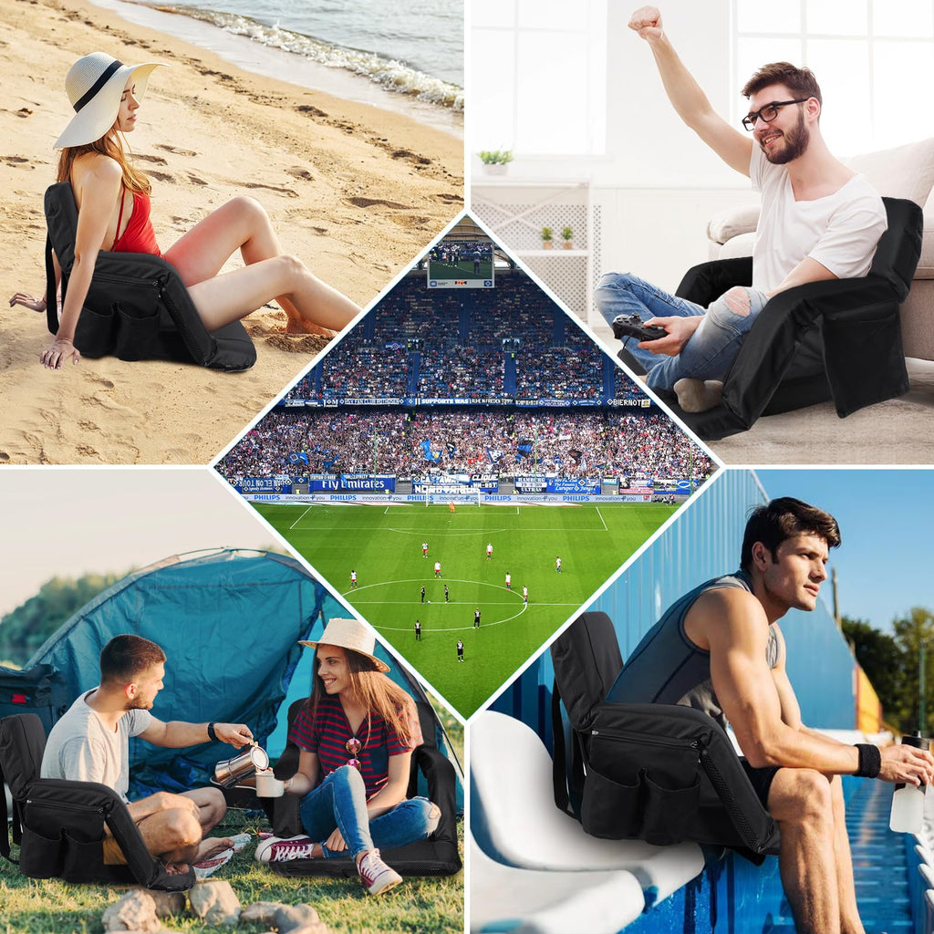 2 Pack Portable Folding Stadium Seats with Back Support and Cushion Z179