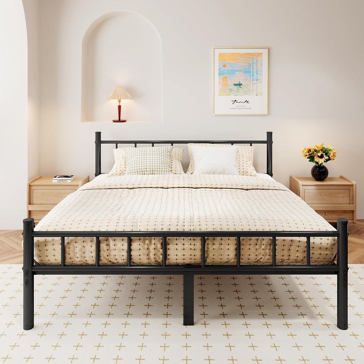 Full Metal Bed Frame with Headboard and Footboard Y69149
