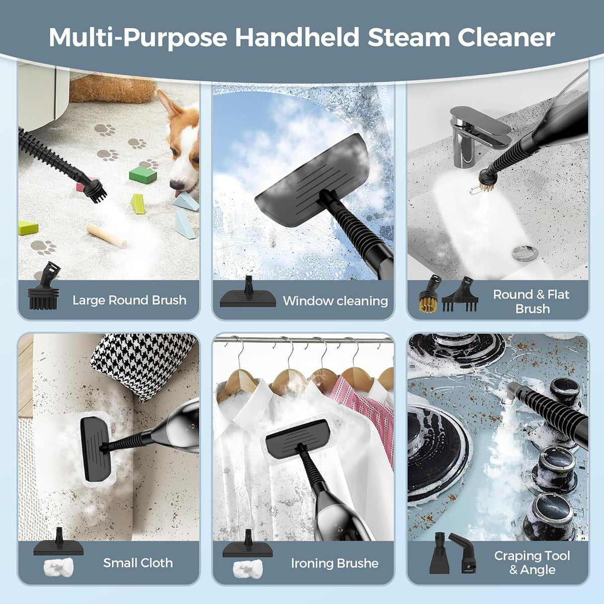 12-in-1 Handheld Steam Mop with 565ML Removable Tank Q158755