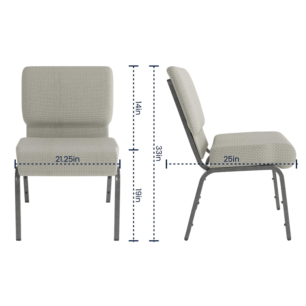 Gray Dot Fabric Stacking Church Chair F91258