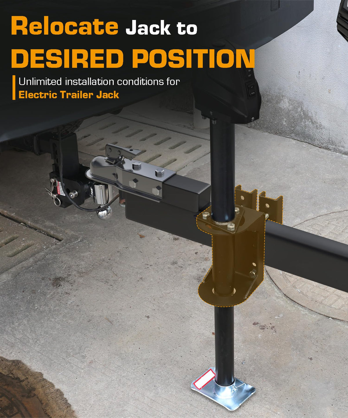 Black Steel Trailer Tongue Jack Stand Bracket L523823