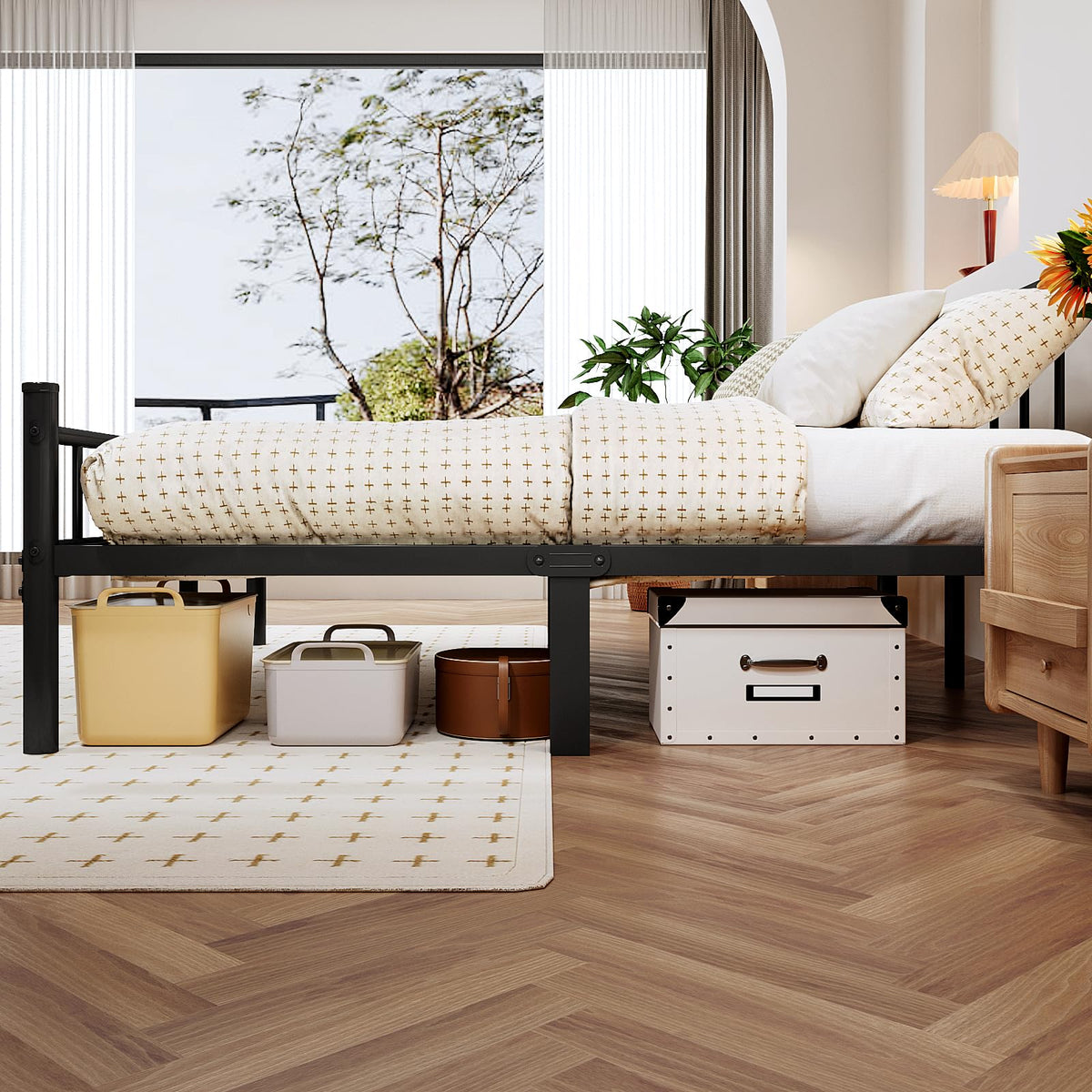 Full Metal Bed Frame with Headboard and Footboard Y69149