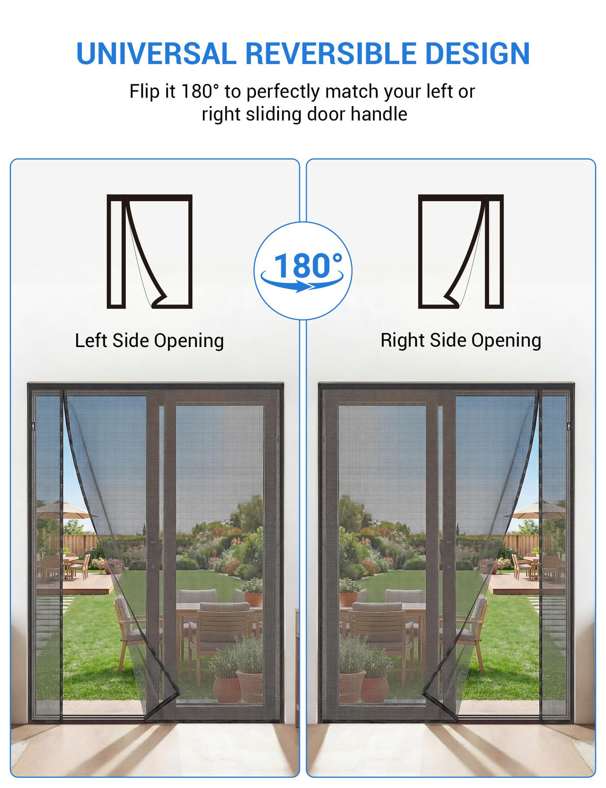 Magnetic Screen Door 72 x 80 Inch Fiberglass Mesh U502358