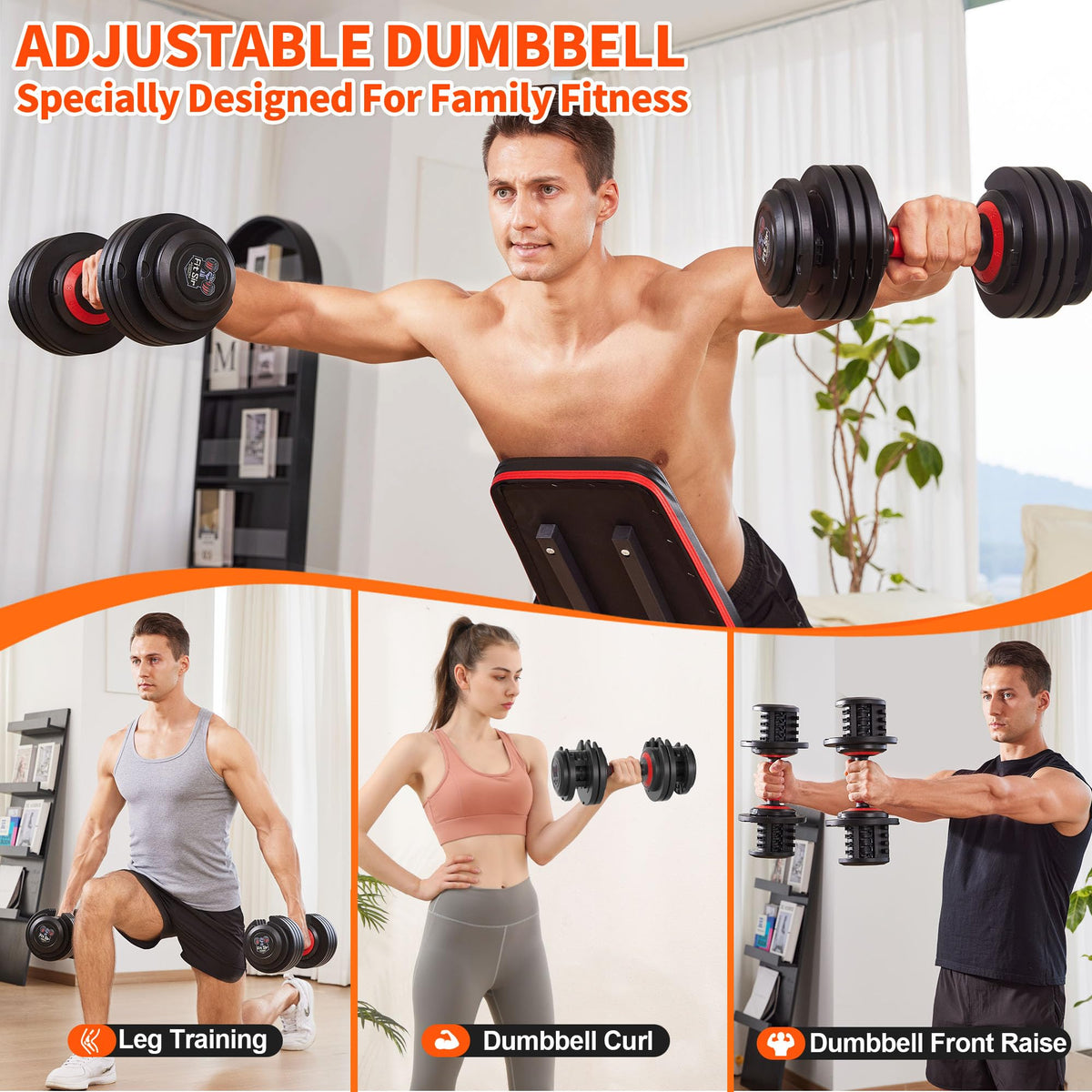 Adjustable Dumbbell Set 25LB/50LB/90LB with Storage Tray A917021