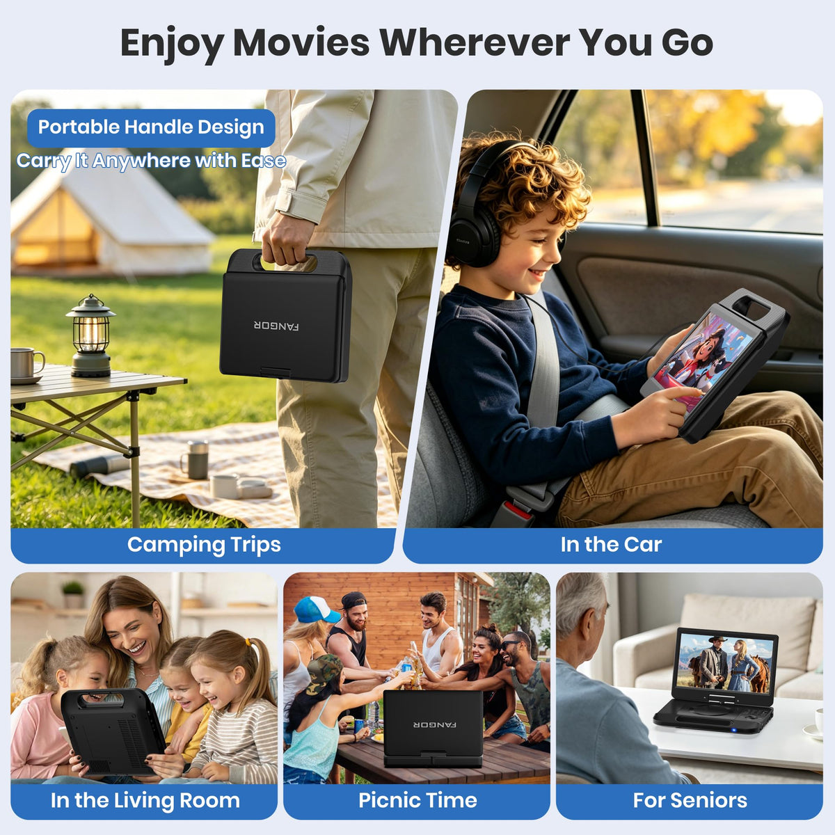 12.5" Portable Blu-ray Player with 10.5" 1080P Swivel Screen I63869