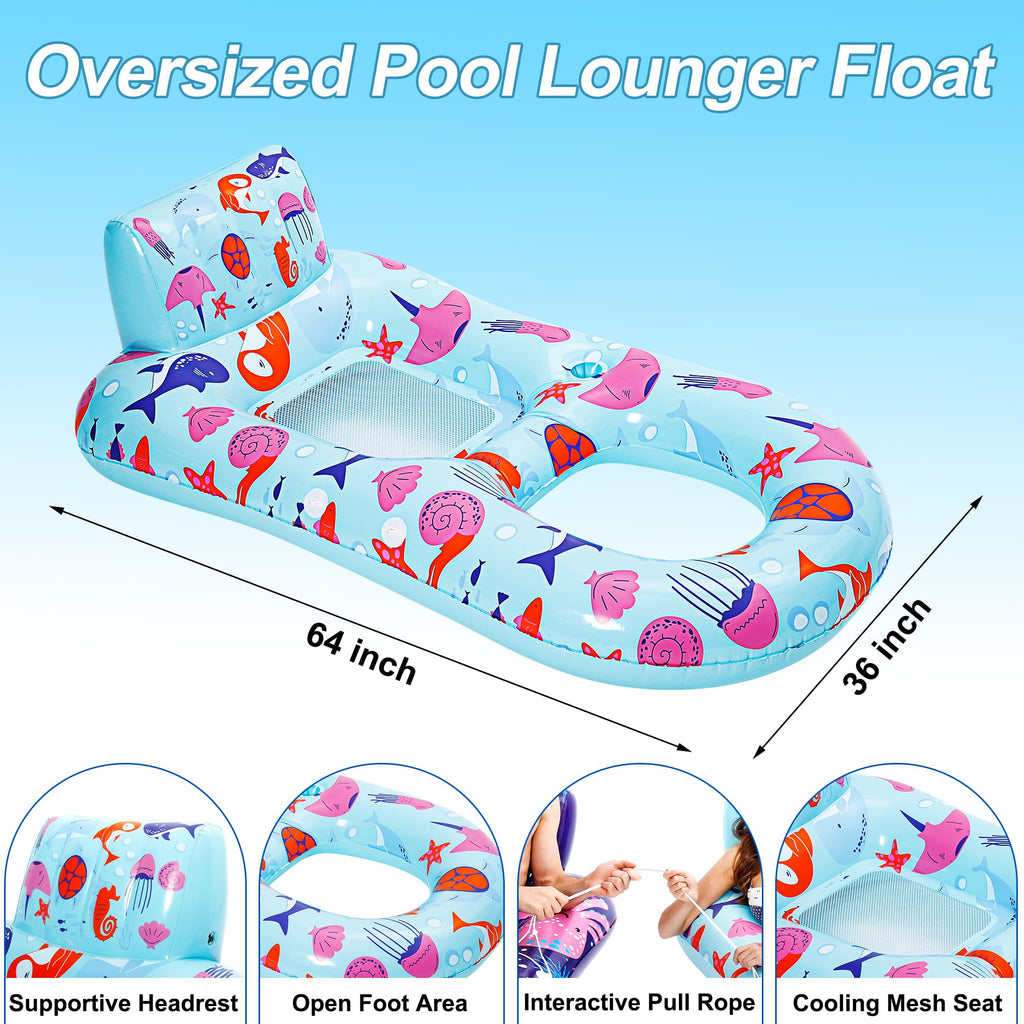 4 Pack Inflatable Pool Lounger with Cup Holder Y315