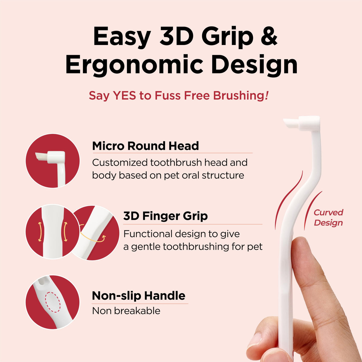 Micro Round Head Dog and Cat Toothbrush P9276