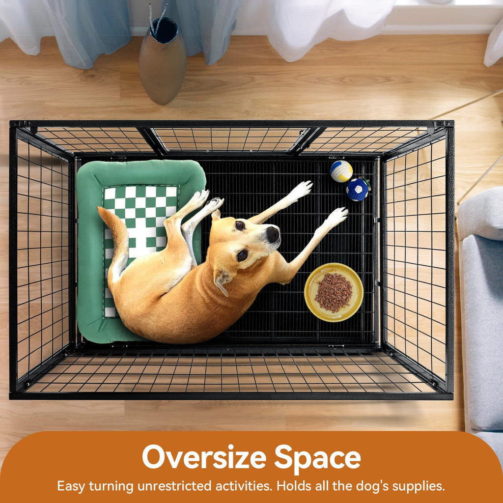 48 inch Wire Dog Crate with Lockable Wheels and Removable Tray P658