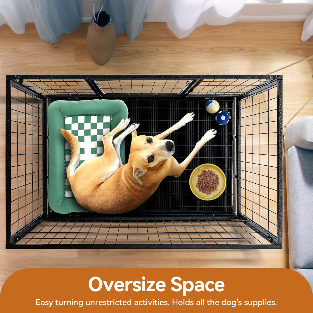 48 inch Wire Dog Crate with Lockable Wheels and Removable Tray P658