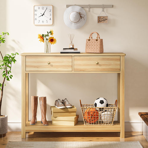 2 Drawer Oak Console Table O7974