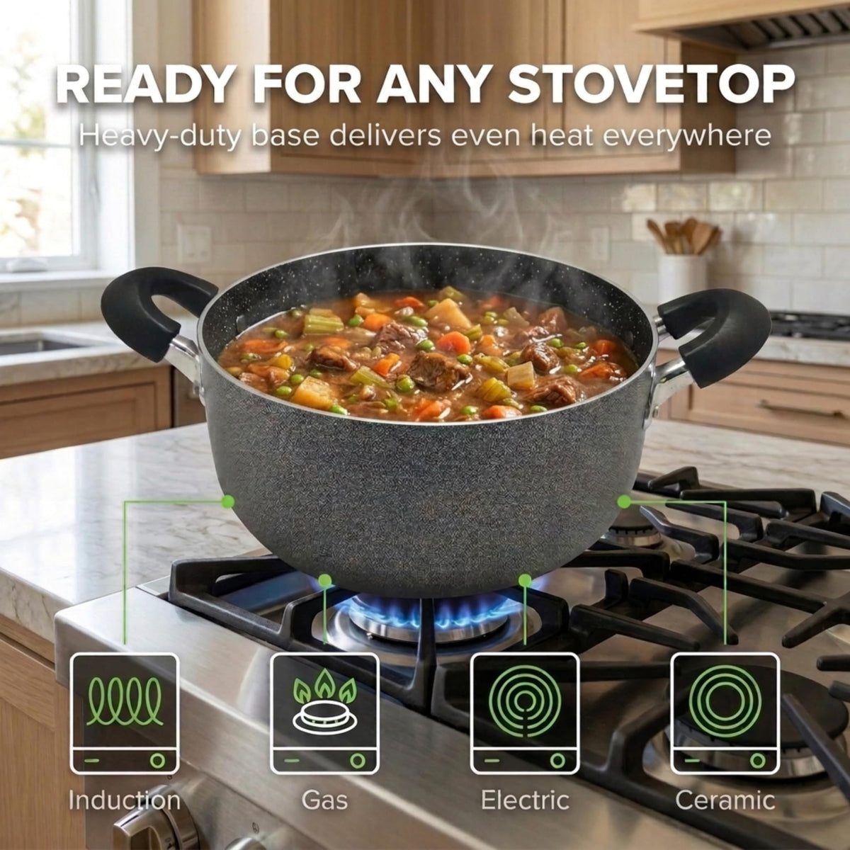 24QT Aluminum Sauce Pot with Glass Lid A309