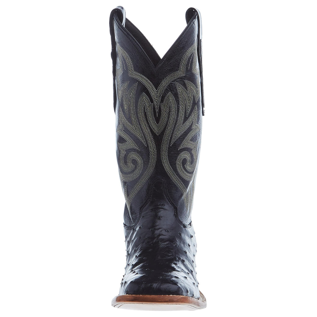 Black Ostrich Square Toe Cowboy Boot V65937