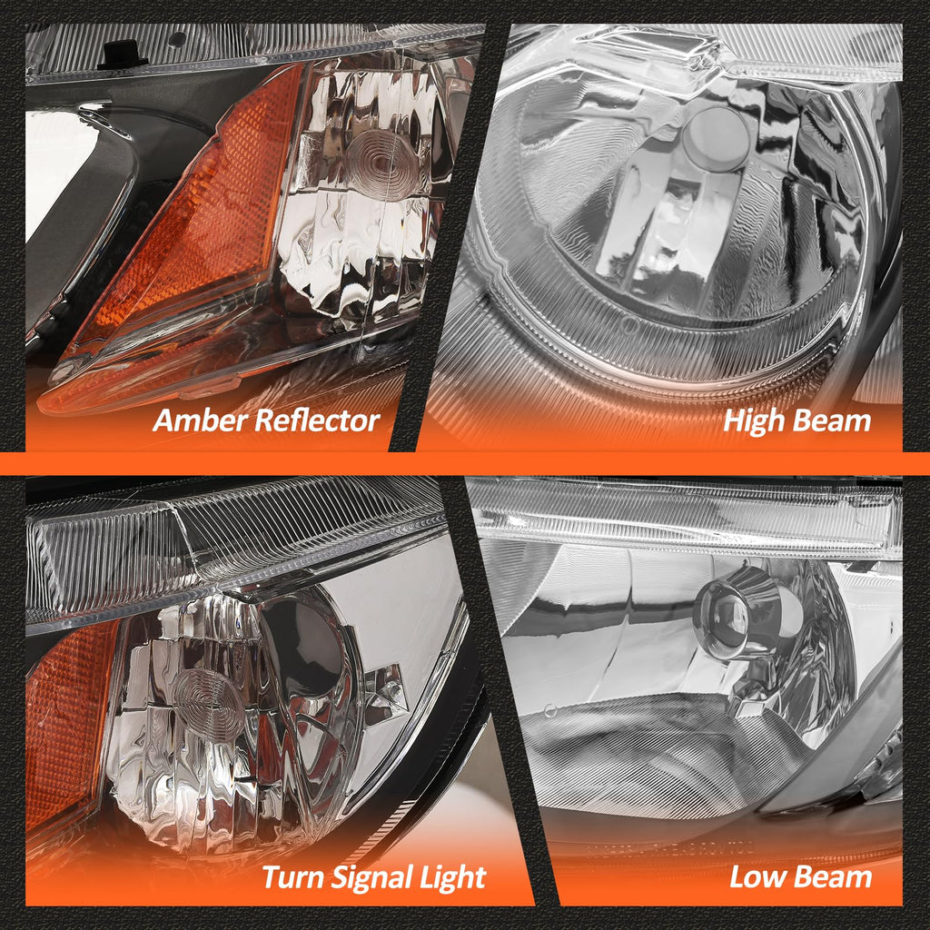 2006-2011 Honda Civic 4 Door Black Headlights Pair M54150