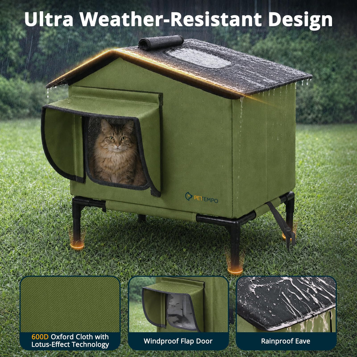 Weatherproof Insulated Outdoor Cat House F10388