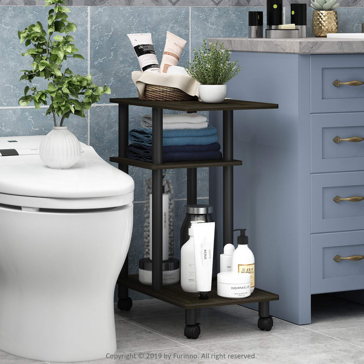 C Shaped Side Table with Casters K3903