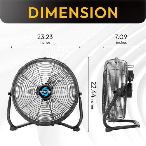 20 Inch 3-Speed High Velocity Metal Floor Fan O567842