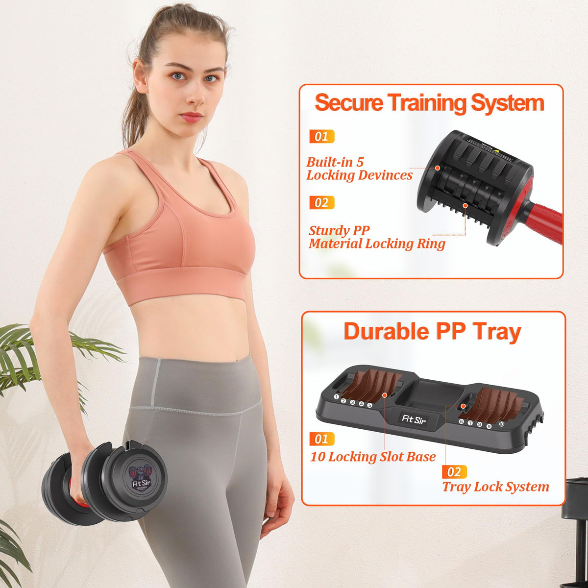 Adjustable Dumbbell Set 25LB/50LB/90LB with Storage Tray A917021