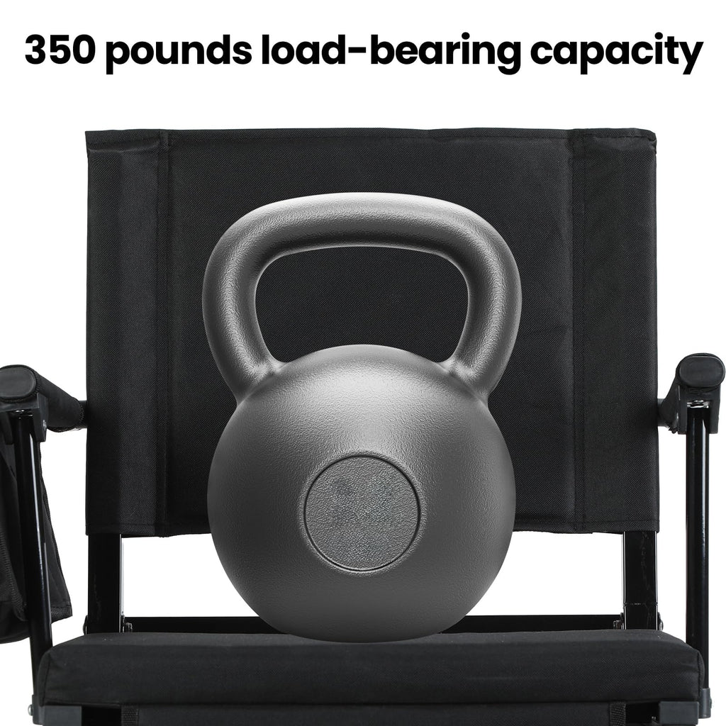 2 Pcs Folding Stadium Seat with Back Support & Cushion Black S672