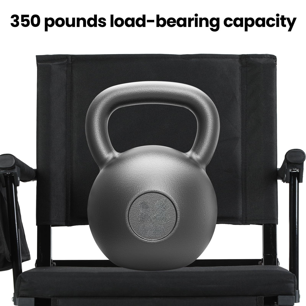 2 Pcs Folding Stadium Seat with Back Support & Cushion Black S672