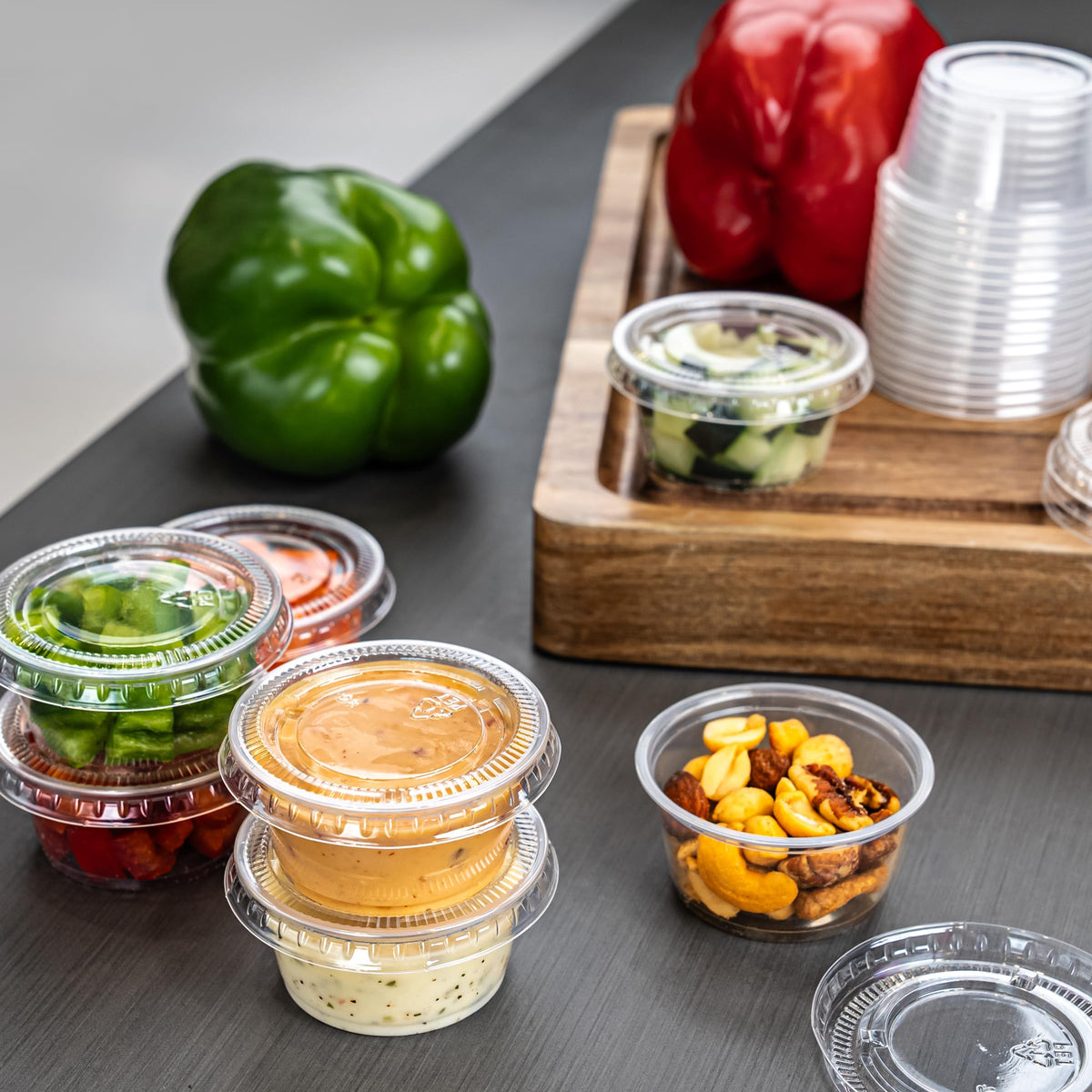 2oz 50 Count BPA Free Disposable Plastic To-Go Cups and Lids X1411