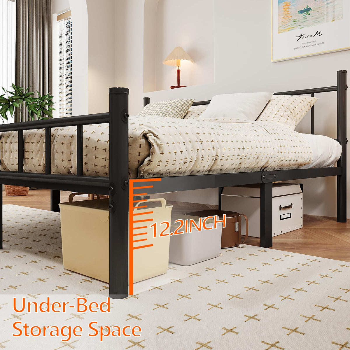 Full Metal Bed Frame with Headboard and Footboard Y69149
