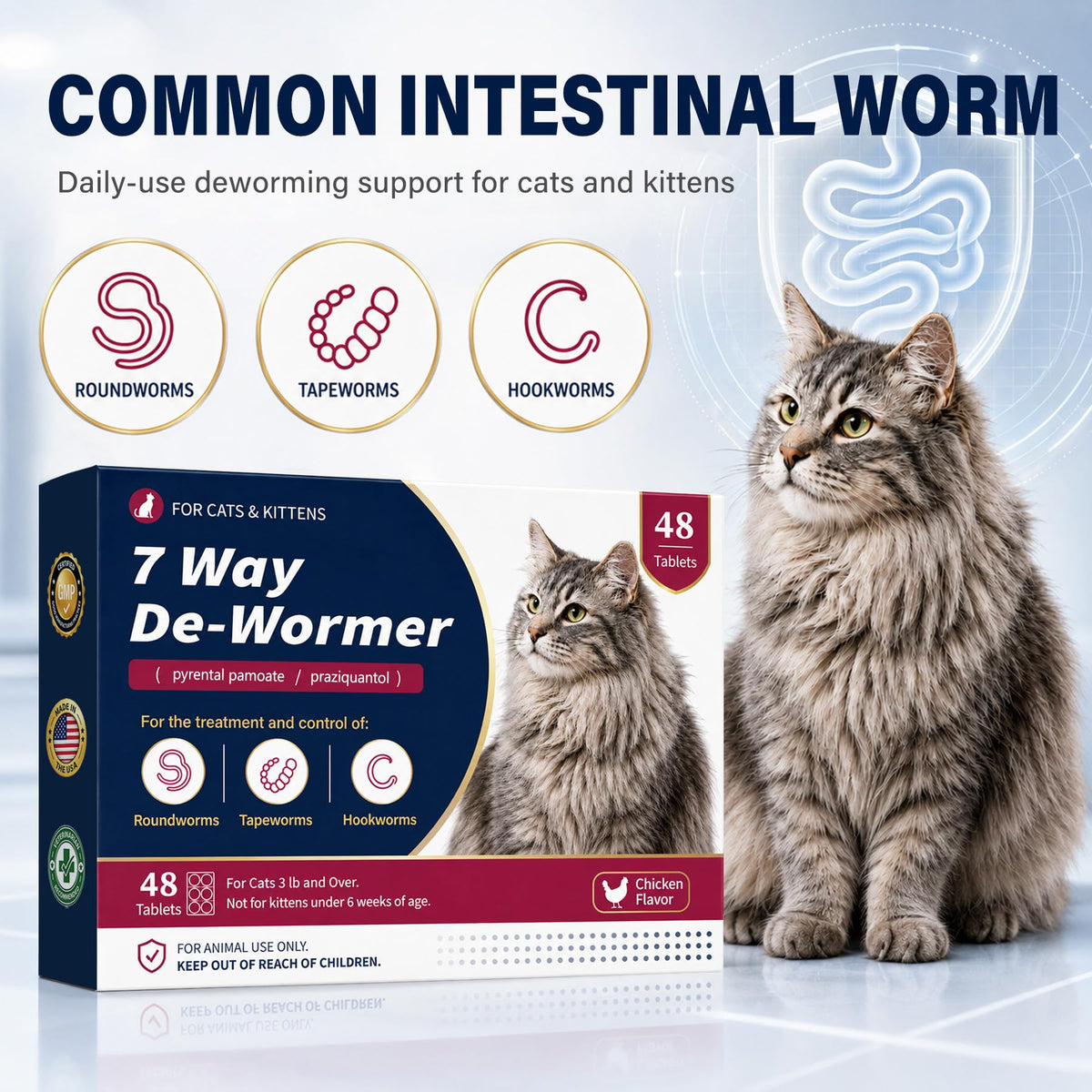 Broad Spectrum Cat & Kitten Dewormer, Chicken Flavor M90063