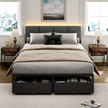 Full Size Bed Frame with Upholstered Headboard & 2 Storage Drawers Q203