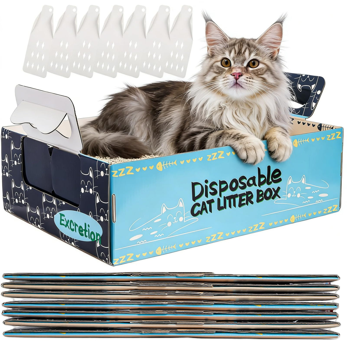 8 Pcs Disposable Cat Litter Box with Scoops P468