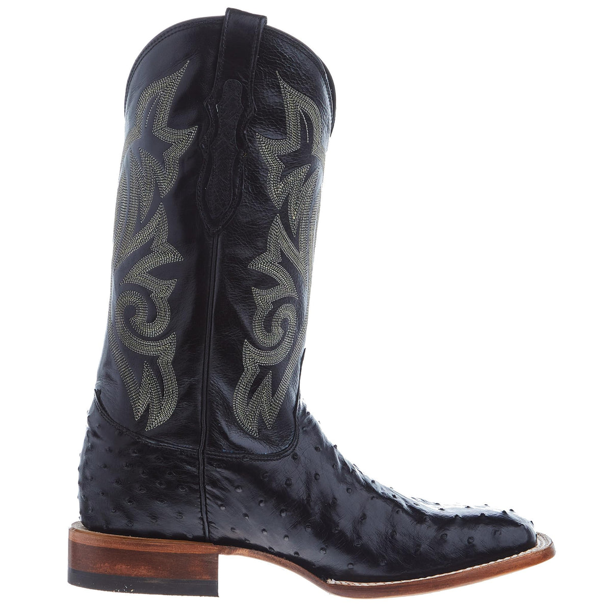 Black Ostrich Square Toe Cowboy Boot V65937