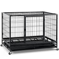 48 inch Wire Dog Crate with Lockable Wheels and Removable Tray P658