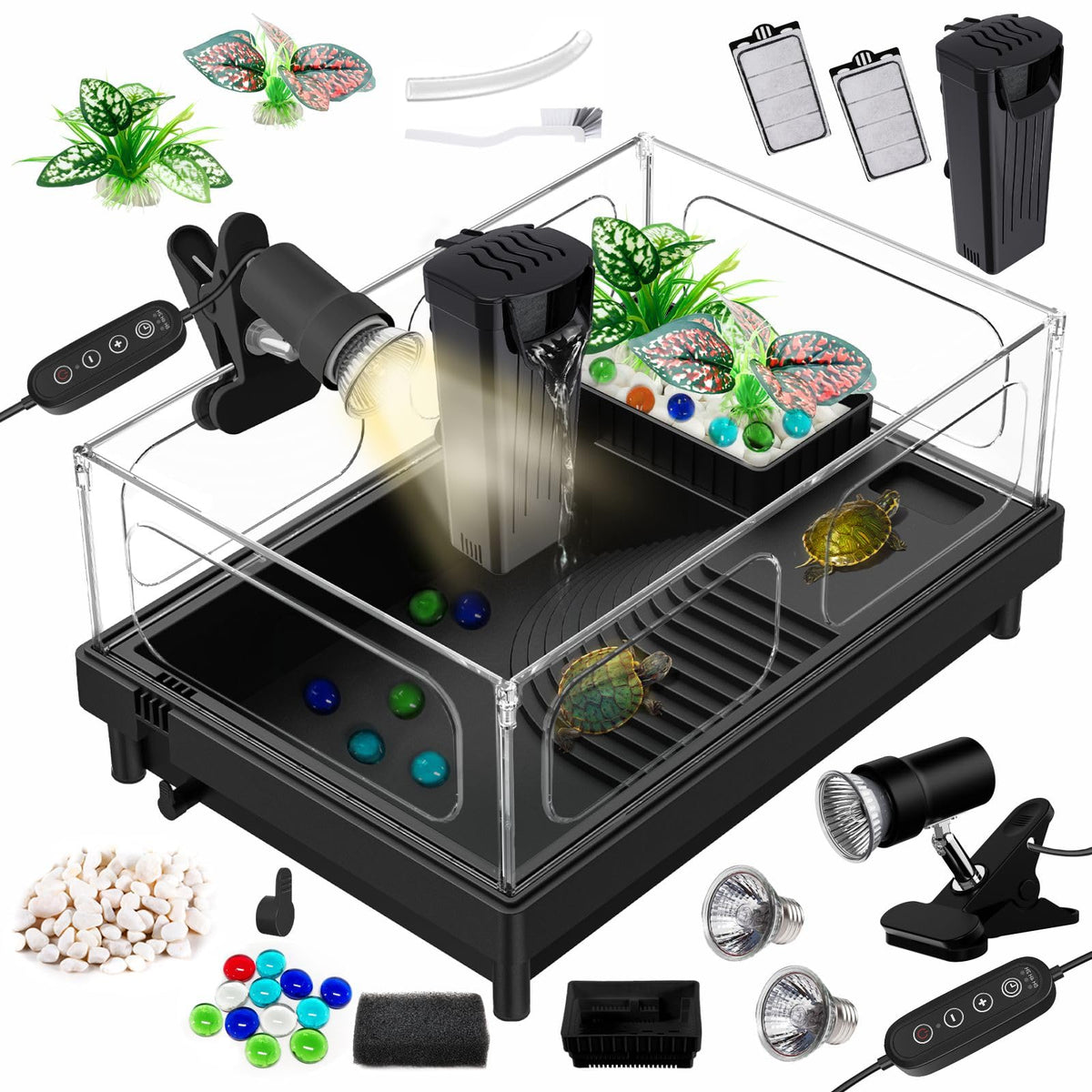 Small Turtle Tank Kit with Adjustable Lamp and Filter H26892