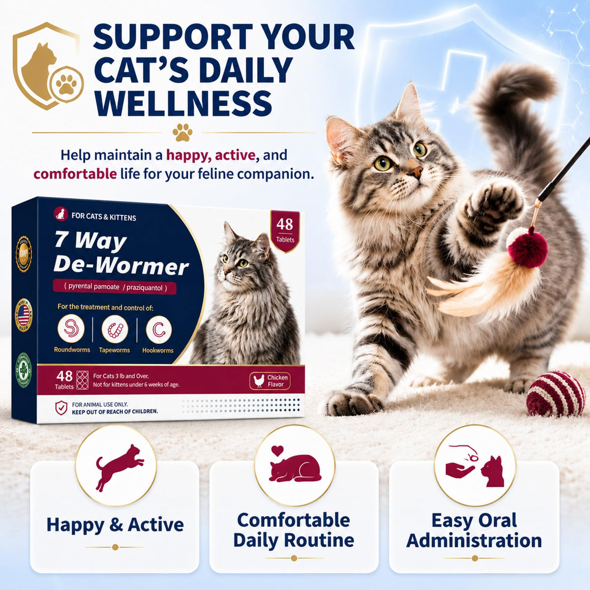 Broad Spectrum Cat & Kitten Dewormer, Chicken Flavor M90063