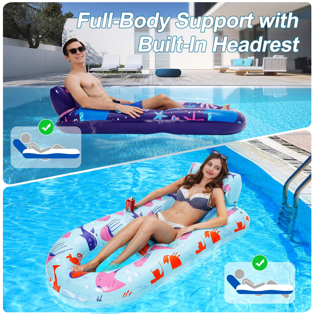 4 Pack Inflatable Pool Lounger with Cup Holder Y315