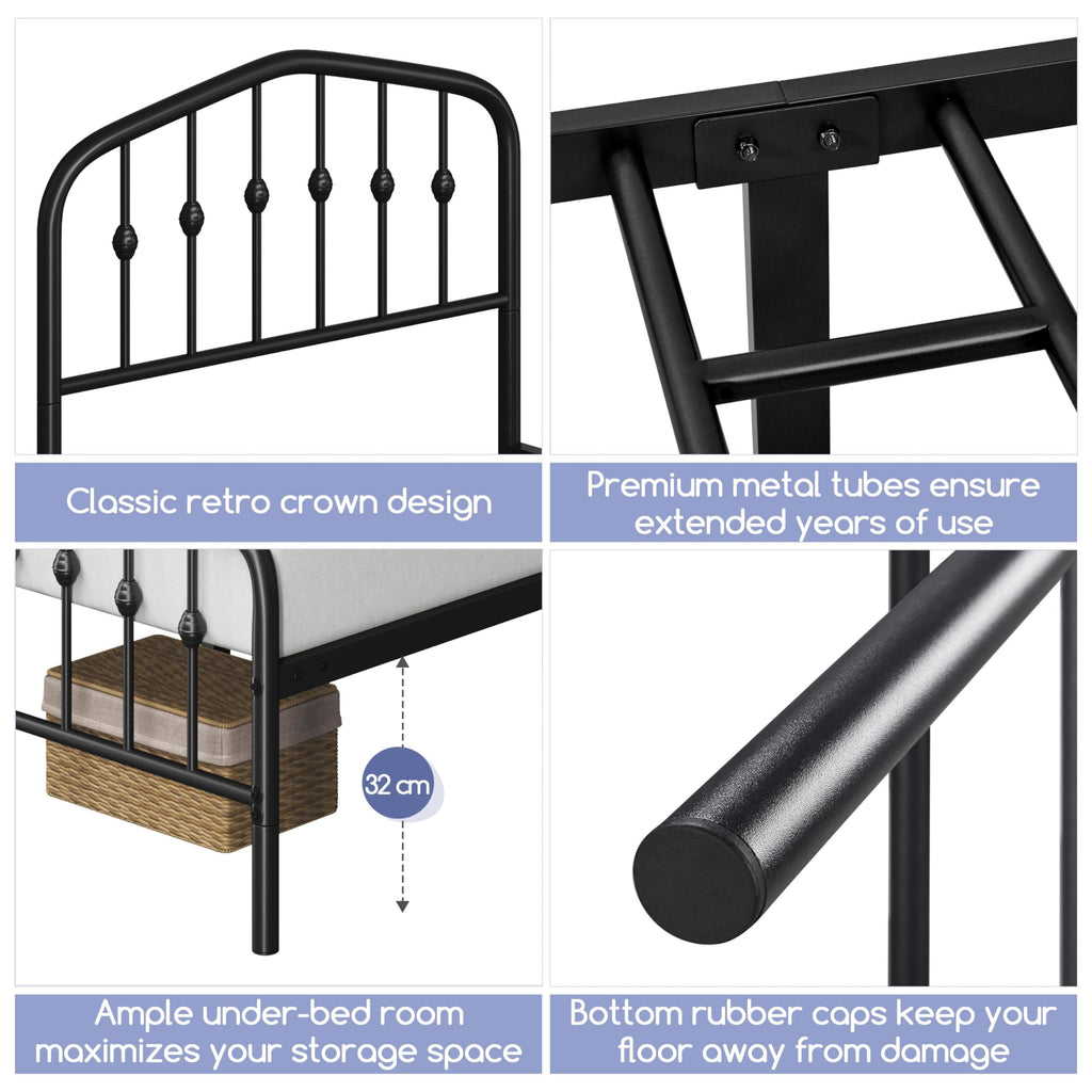 Twin Metal Bed Frame with Victorian Headboard T632