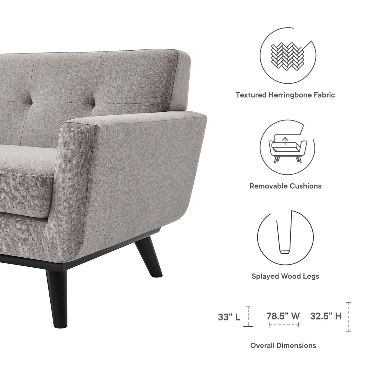 78 Inch Light Upholstered Loveseat C5159