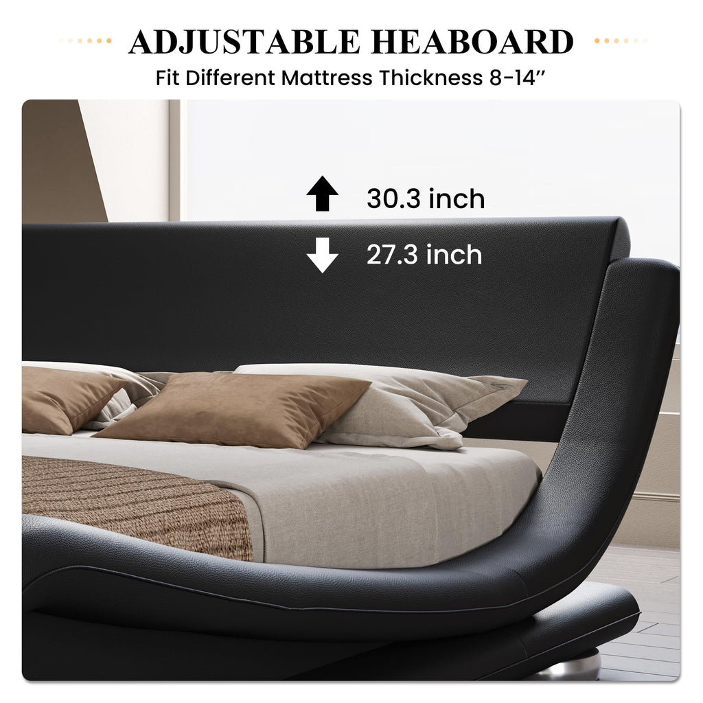 Queen Size Faux Leather Sleigh Bed Frame H384