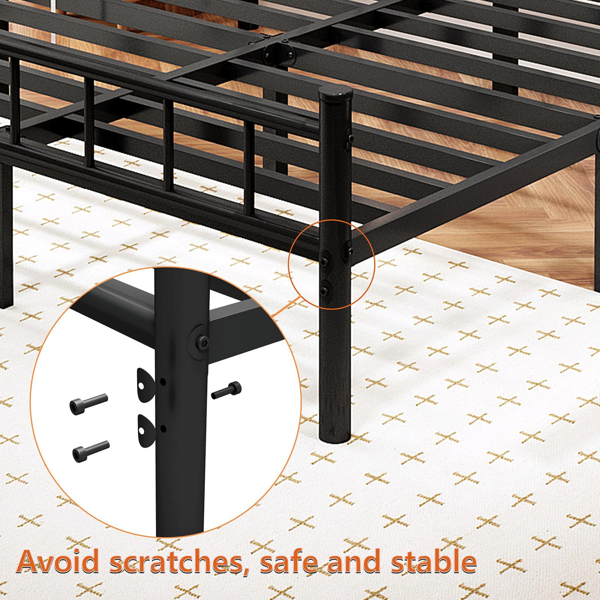 Full Metal Bed Frame with Headboard and Footboard Y69149