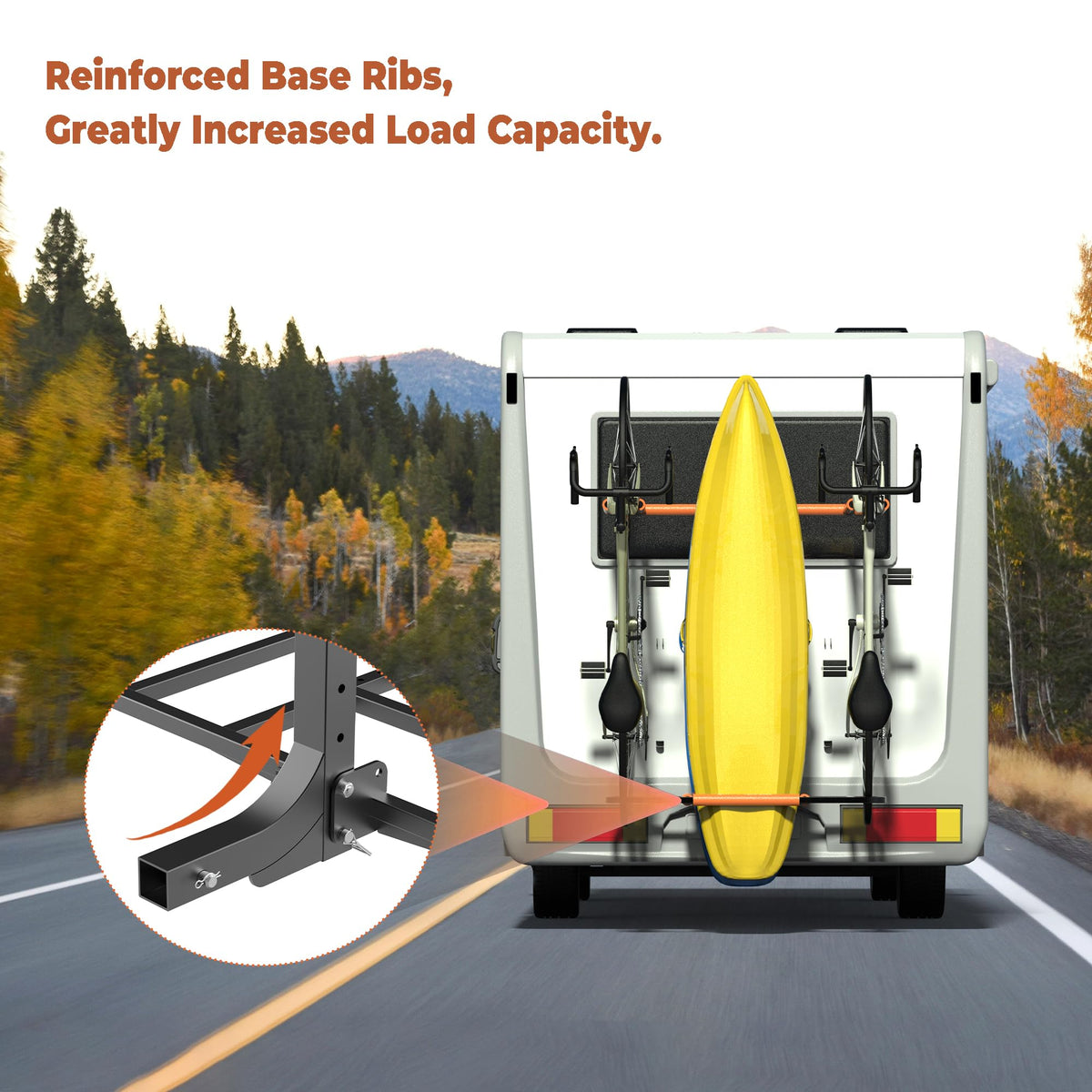 RV Kayak Rack and Bike Carrier for 2 Kayaks and 2 Bikes, 300 LBS Heavy Duty Alloy Steel K6012