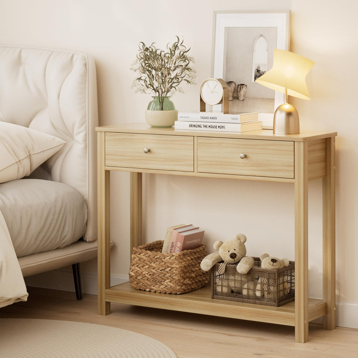 2 Drawer Oak Console Table O7974